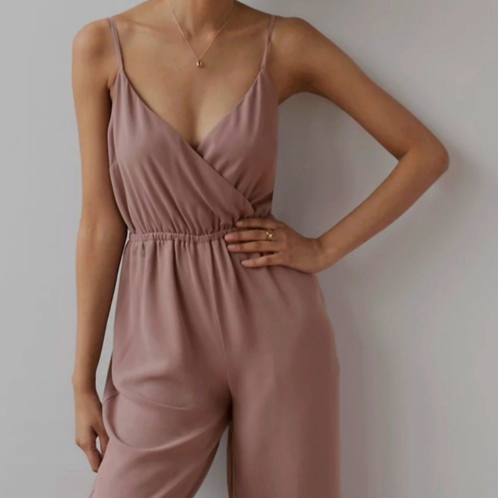 Sage Green Melodie Jumpsuit Wide-leg V-neck from Wilfred